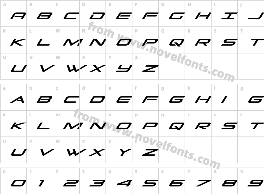 Grand Sport Condensed ItalicCharacter Map