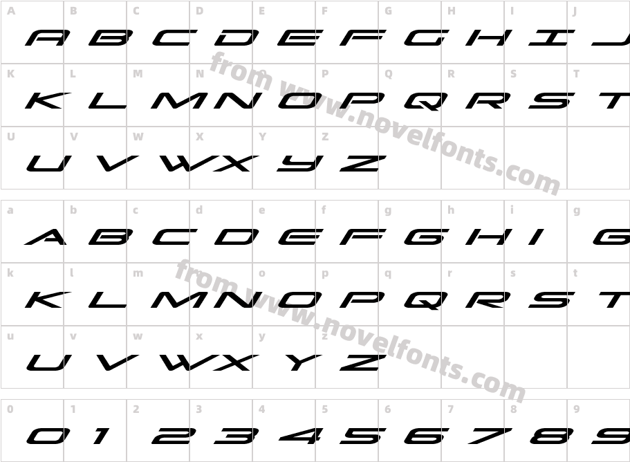 Grand Sport ItalicCharacter Map