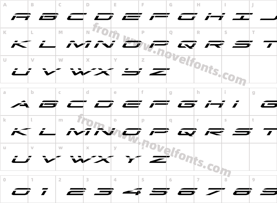 Grand Sport Laser ItalicCharacter Map