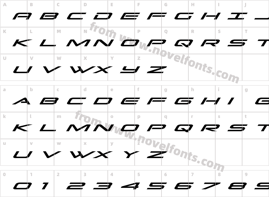 Grand Sport Title ItalicCharacter Map