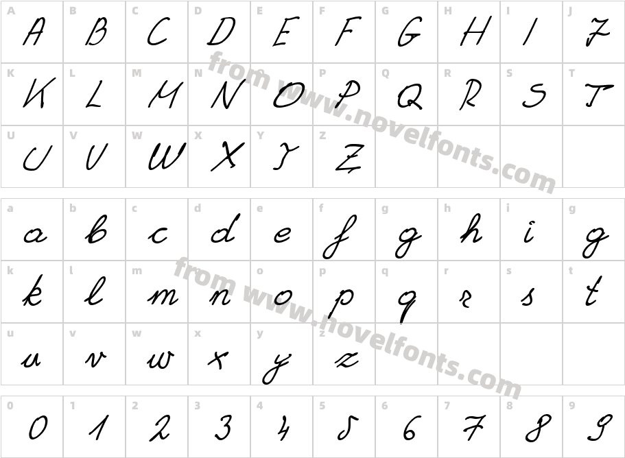 Granny's HandwritingCharacter Map