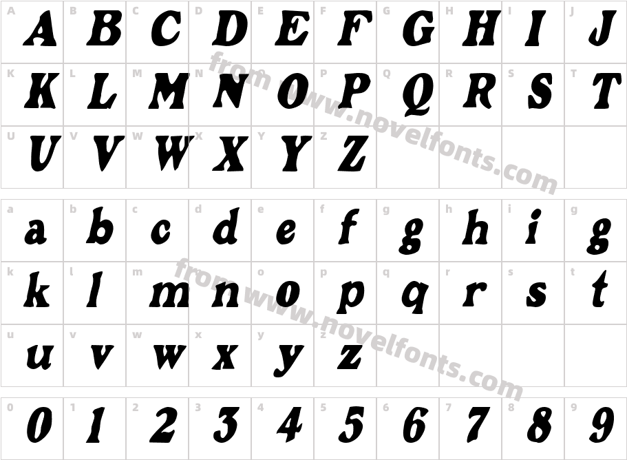 GrantCondensedObliqueSWFTECharacter Map