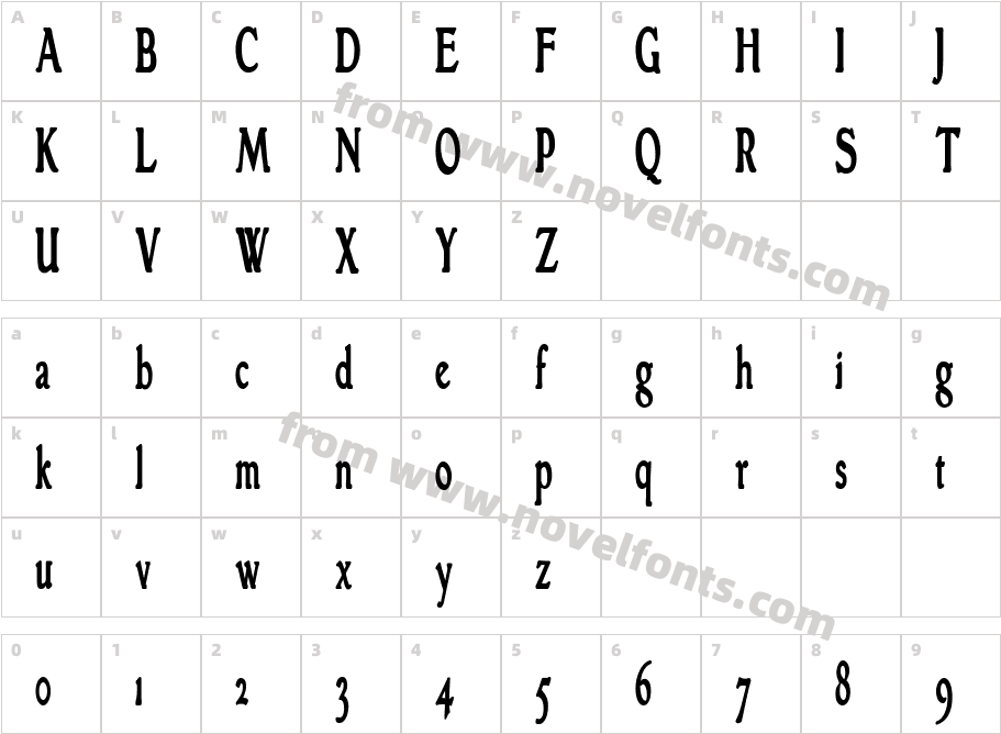 GranthamCondensed BoldCharacter Map