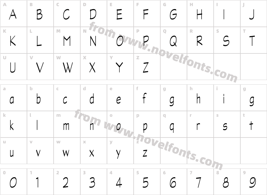 GraphiteStd-LightNarrowCharacter Map