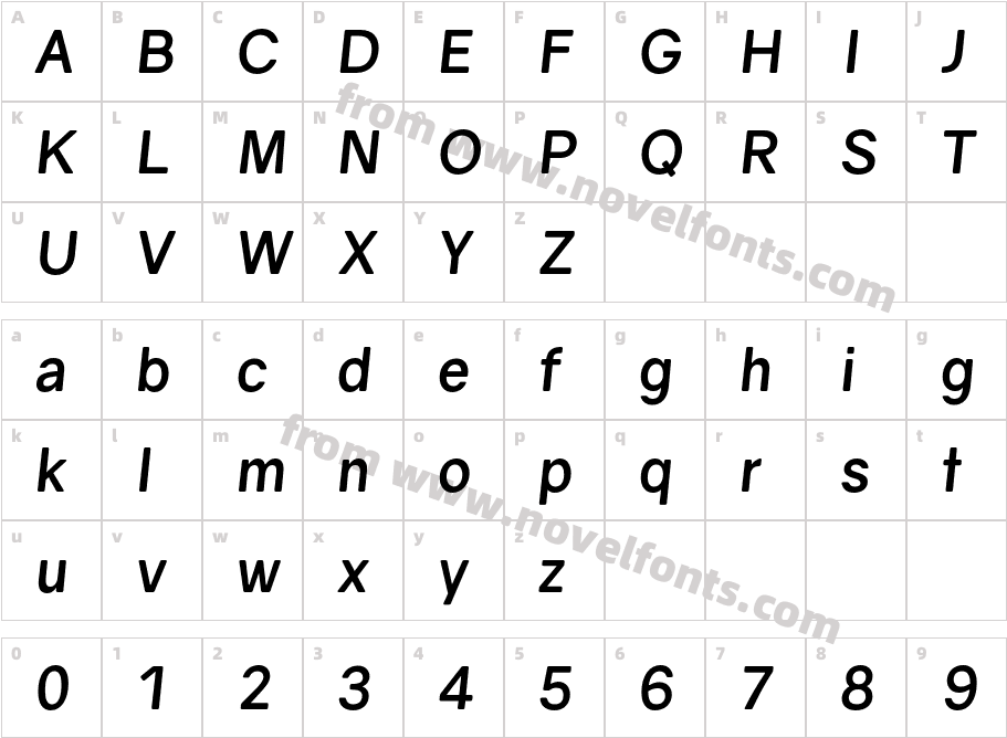 Gravity Bold ItalicCharacter Map