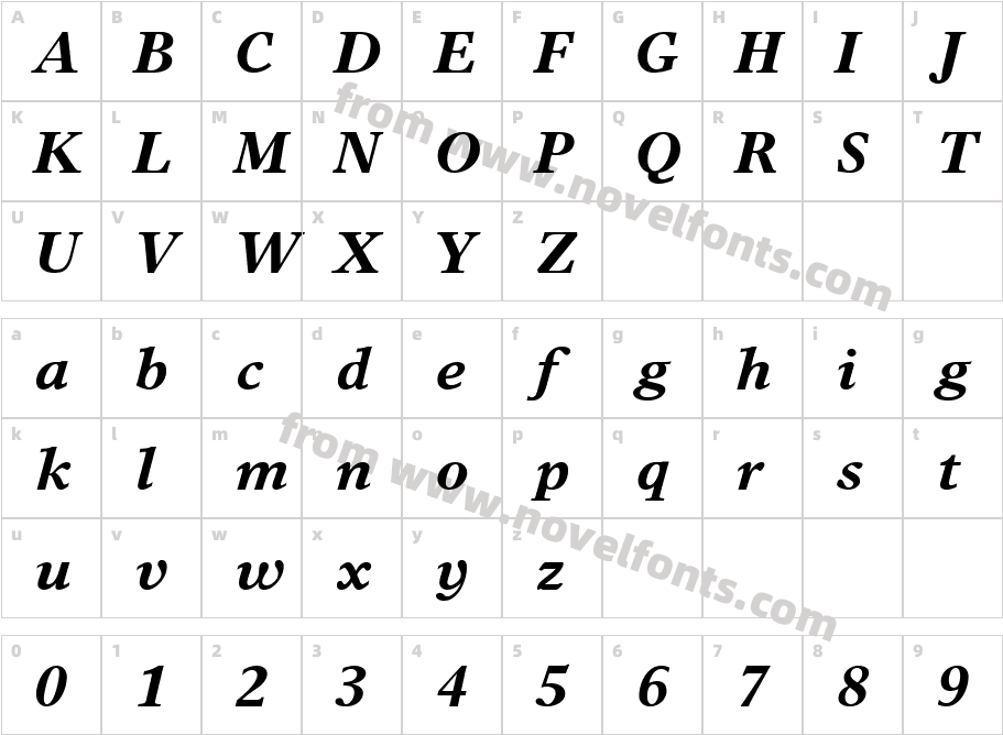 Greco Europa SSi Bold ItalicCharacter Map