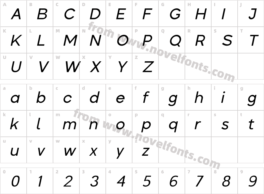 Colasta ItalicCharacter Map