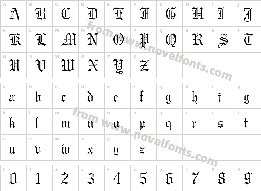 GregorianFLFCharacter Map