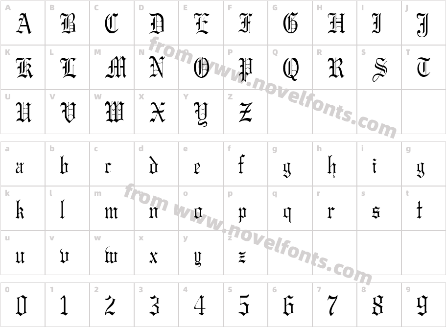 Gregory Condensed NormalCharacter Map