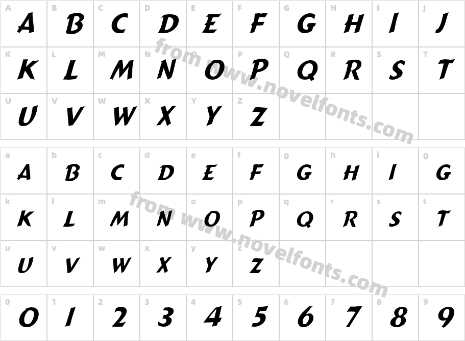 GremlinCaps ItalicCharacter Map