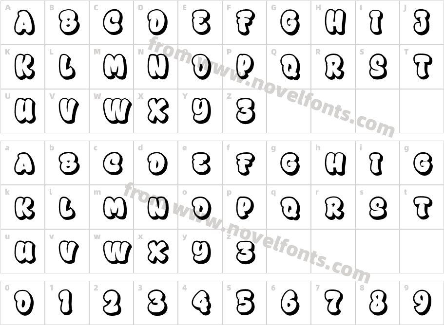 Gresta OutlineCharacter Map