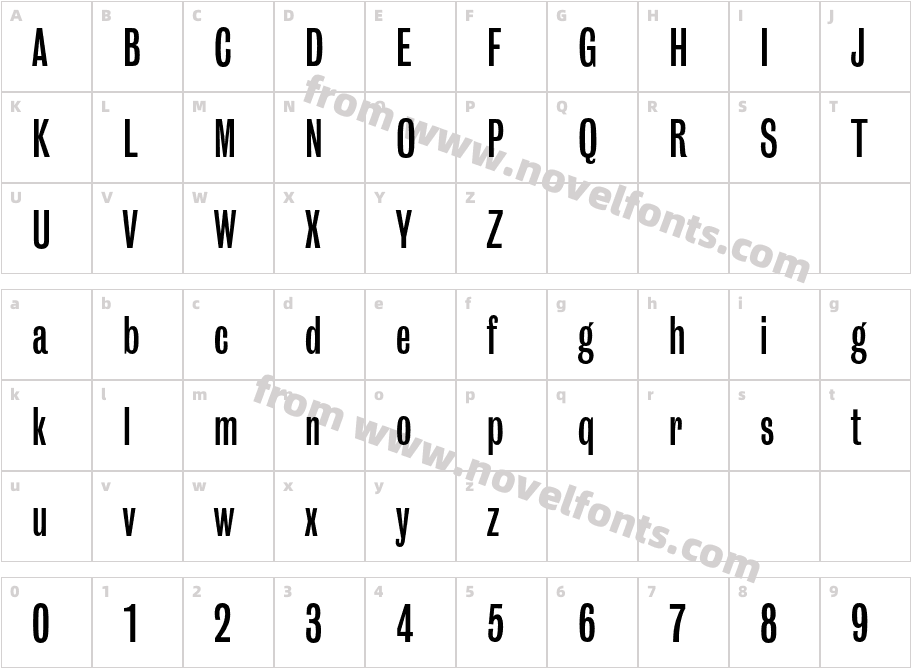 GrotesqueBQ-CondensedCharacter Map