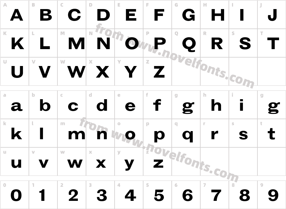 GrotesqueDispMTStd-BoldExtCharacter Map