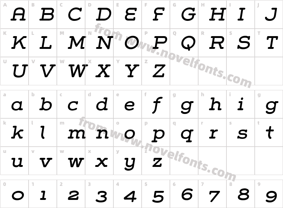 Grover Slab ItalicCharacter Map