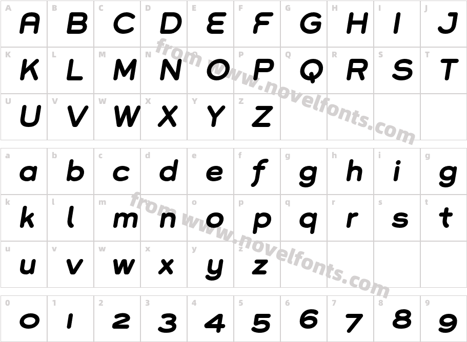 Grover-BoldItalicCharacter Map