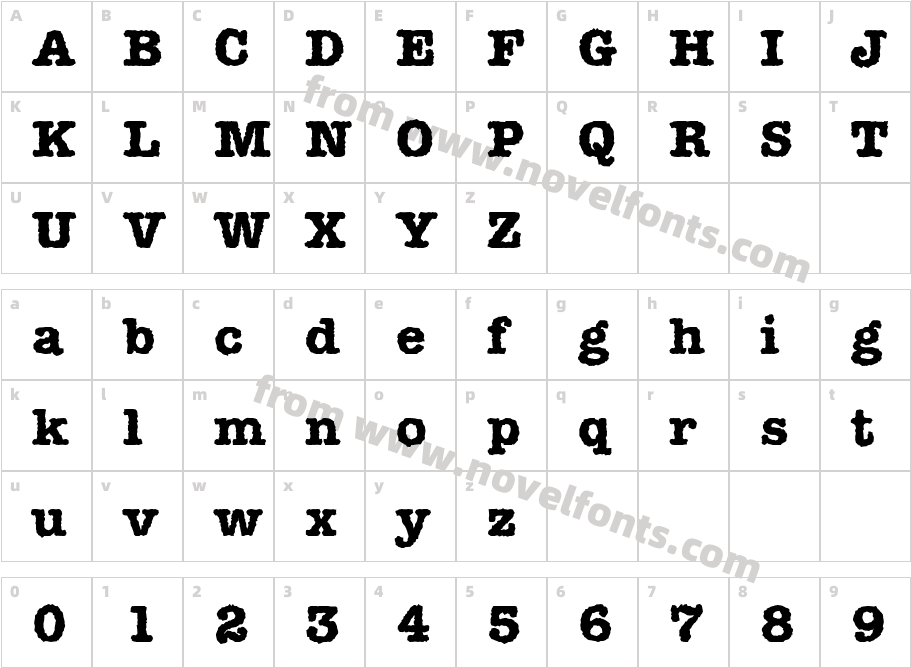 Grunge Amtype BoldCharacter Map