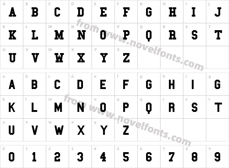 College BoldCharacter Map
