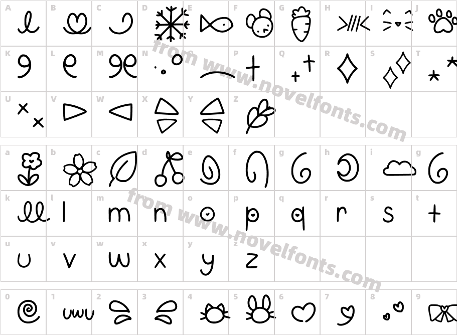 Gumi Font Symbols RegularCharacter Map