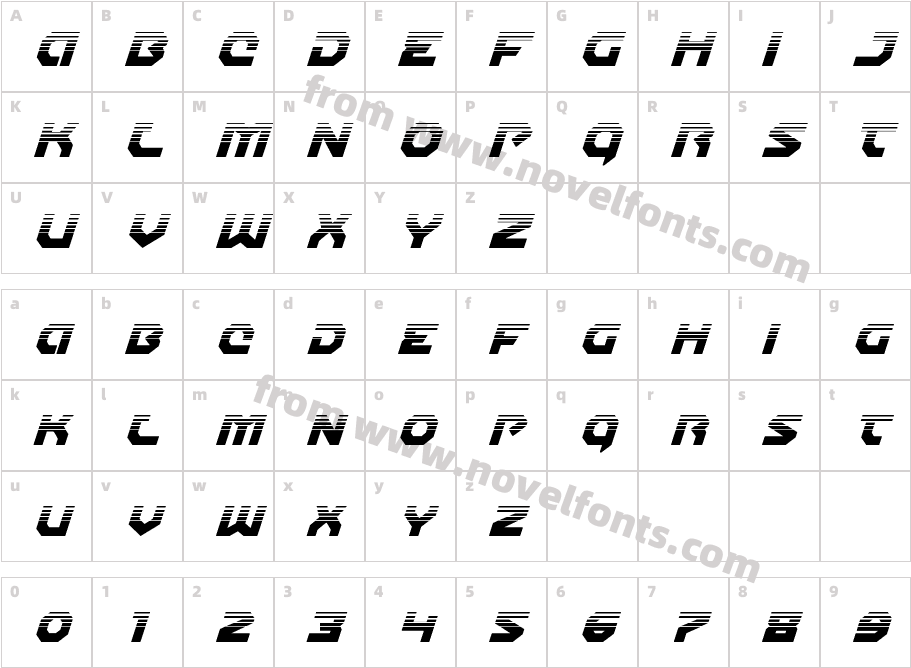 Gunner Storm Halftone ItalicCharacter Map