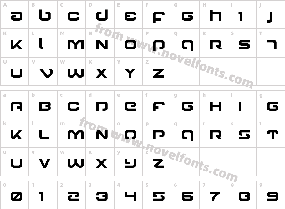 Gunrunner BoldCharacter Map