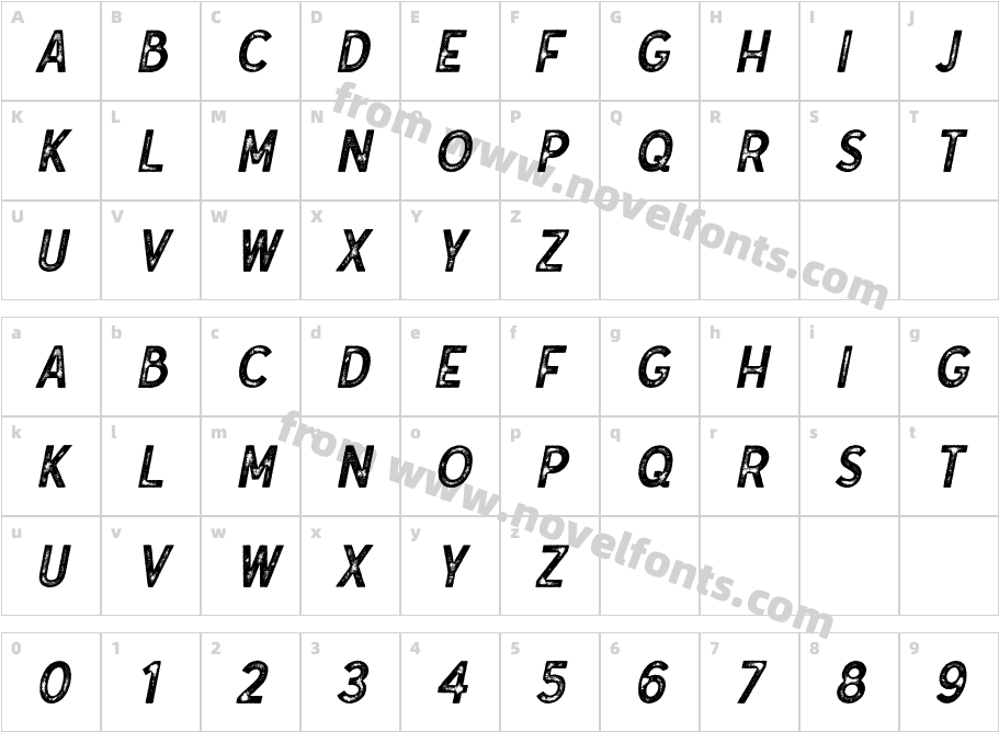 Gutenberg ItalicCharacter Map