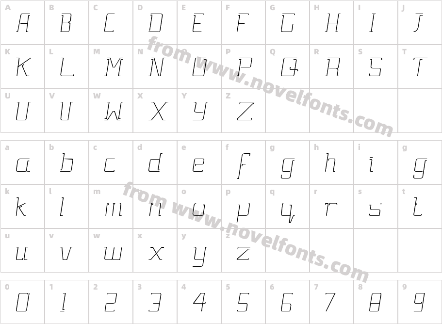 Gutsy Bold ItalicCharacter Map