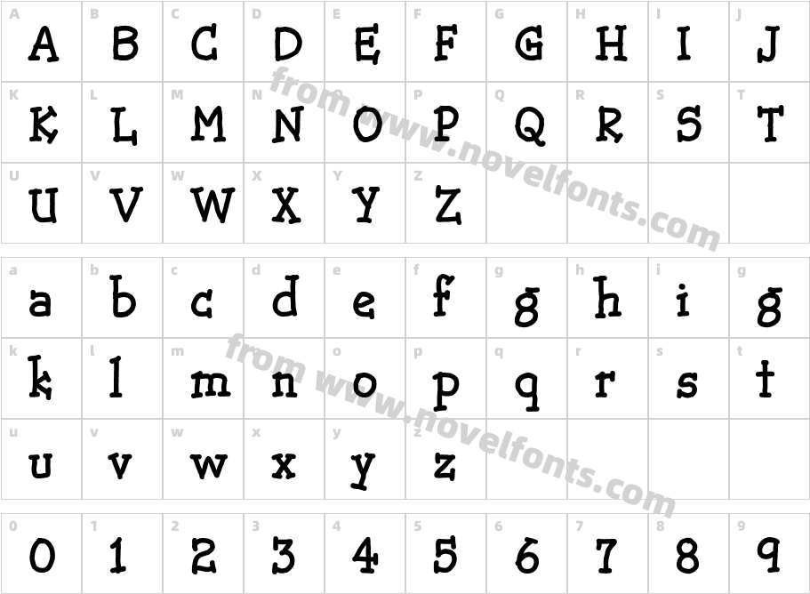 GweetHmkBoldCharacter Map