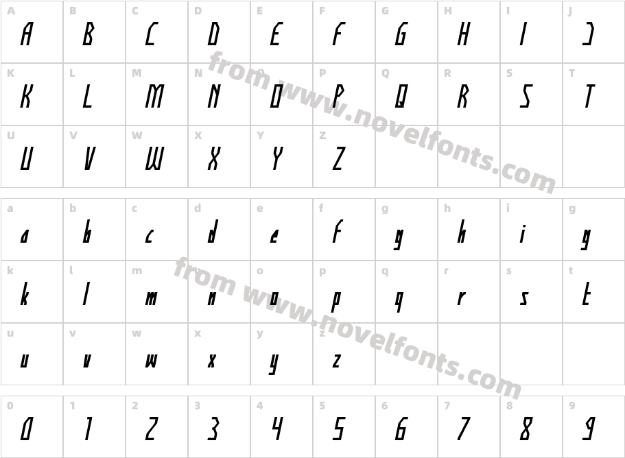 HUMAN ALTER EGO ItalicCharacter Map