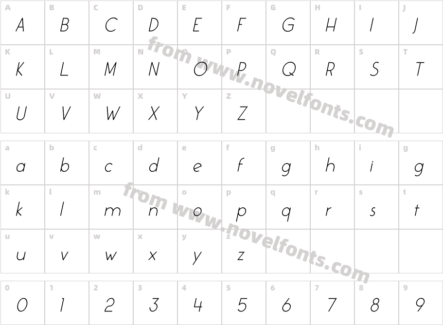 Colombia ItalicCharacter Map