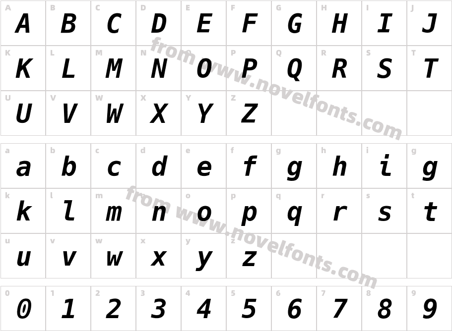 Hack Bold ItalicCharacter Map