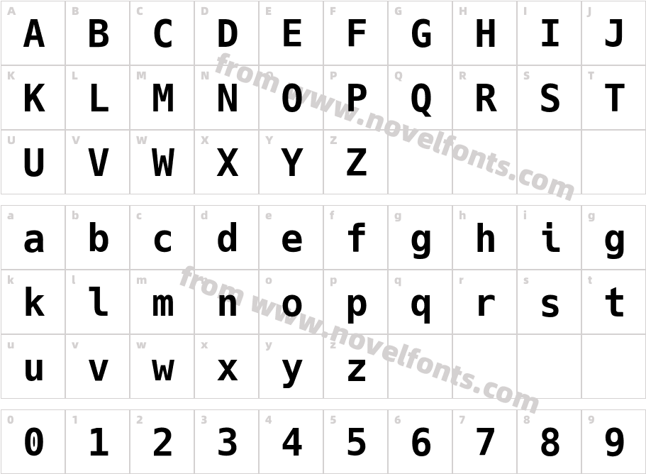 Hack BoldCharacter Map