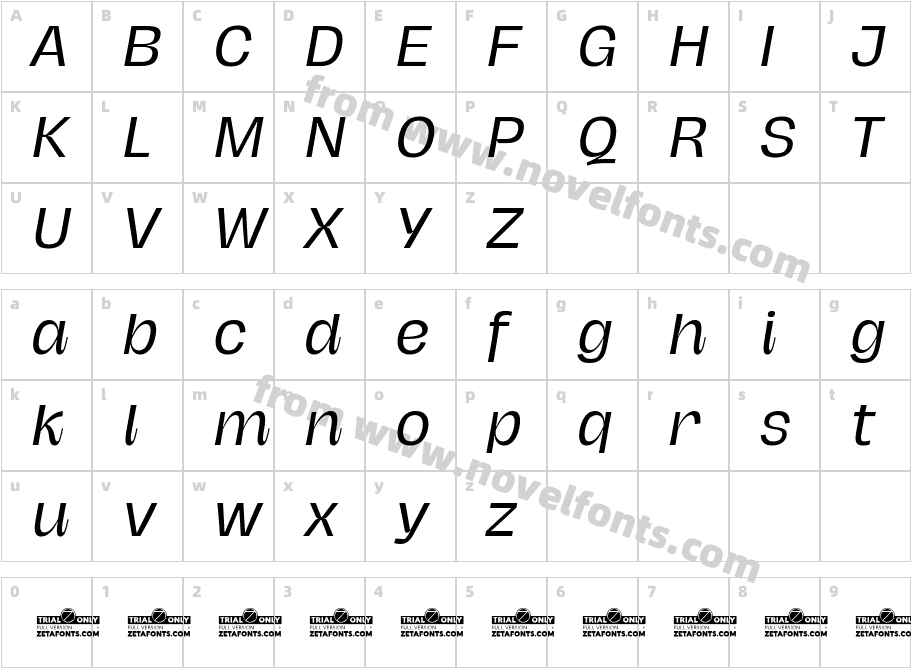 Hagrid Trial ItalicCharacter Map