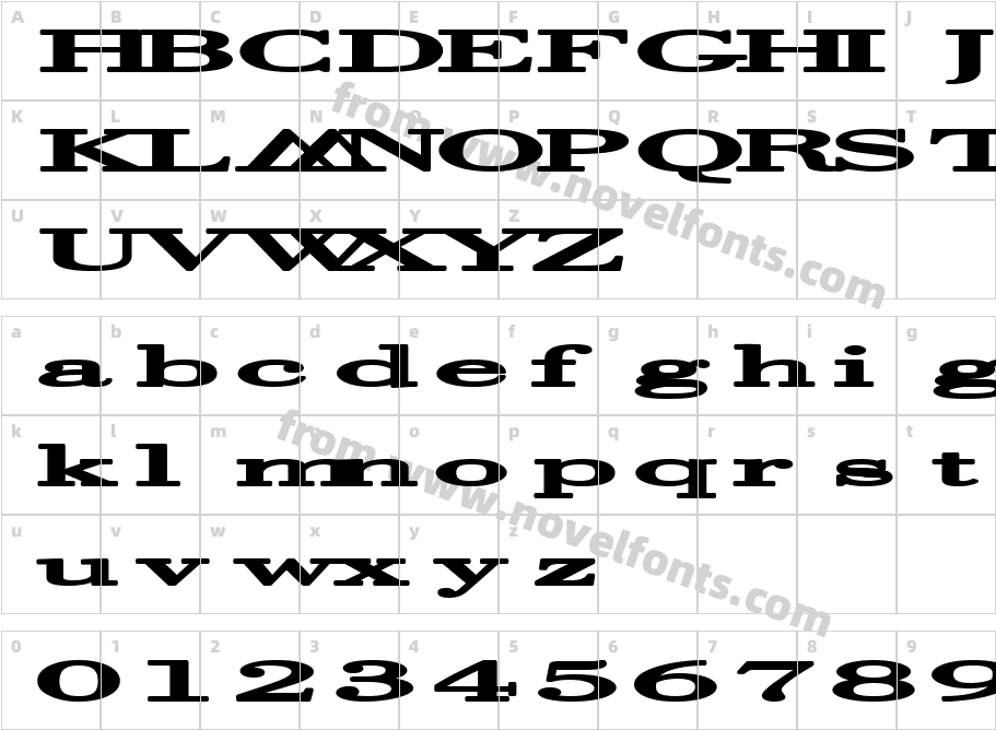 Halcyonia SuperwideCharacter Map