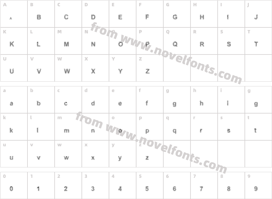 Half Tone ArialCharacter Map