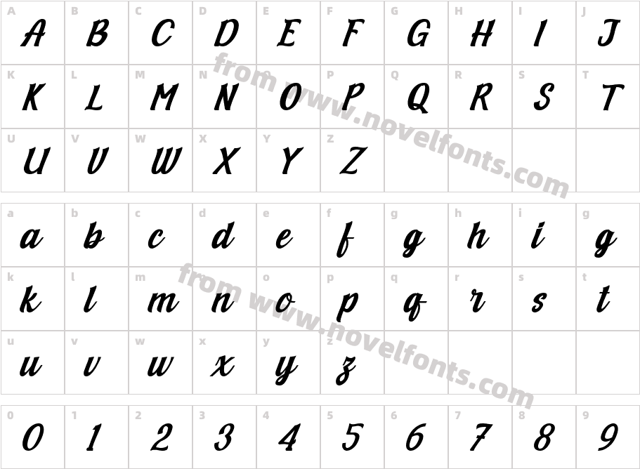 Halfmoon Bold ItalicCharacter Map