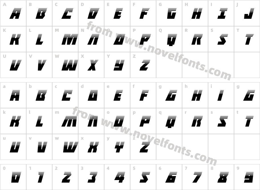 Halfshell Hero Half-Tone ItalicCharacter Map