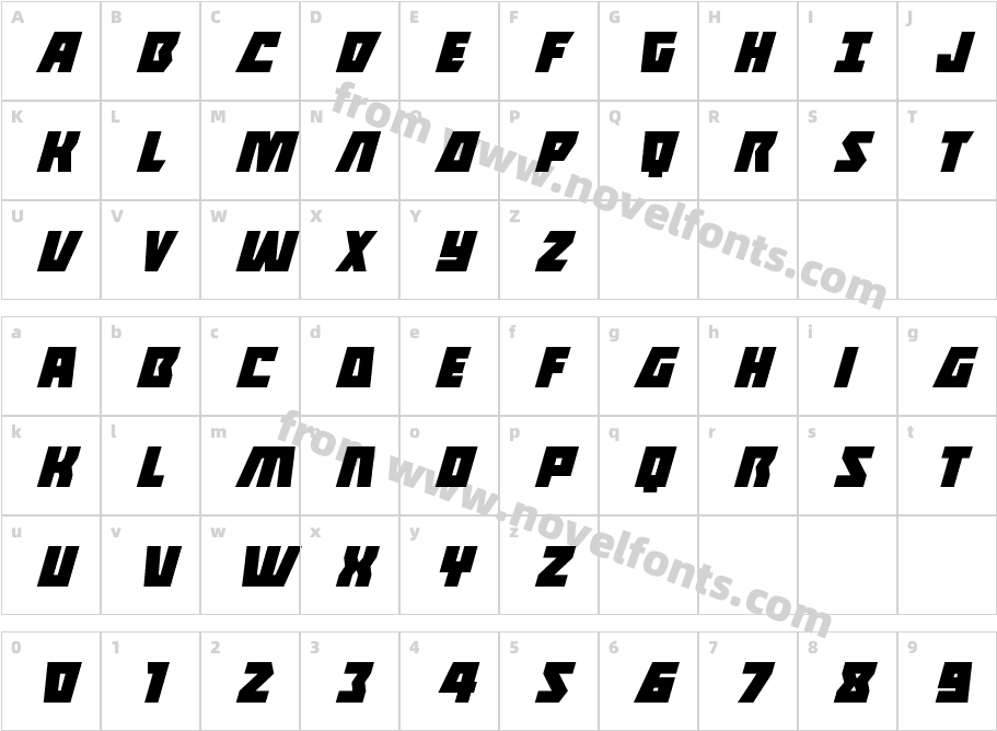 Halfshell Hero ItalicCharacter Map