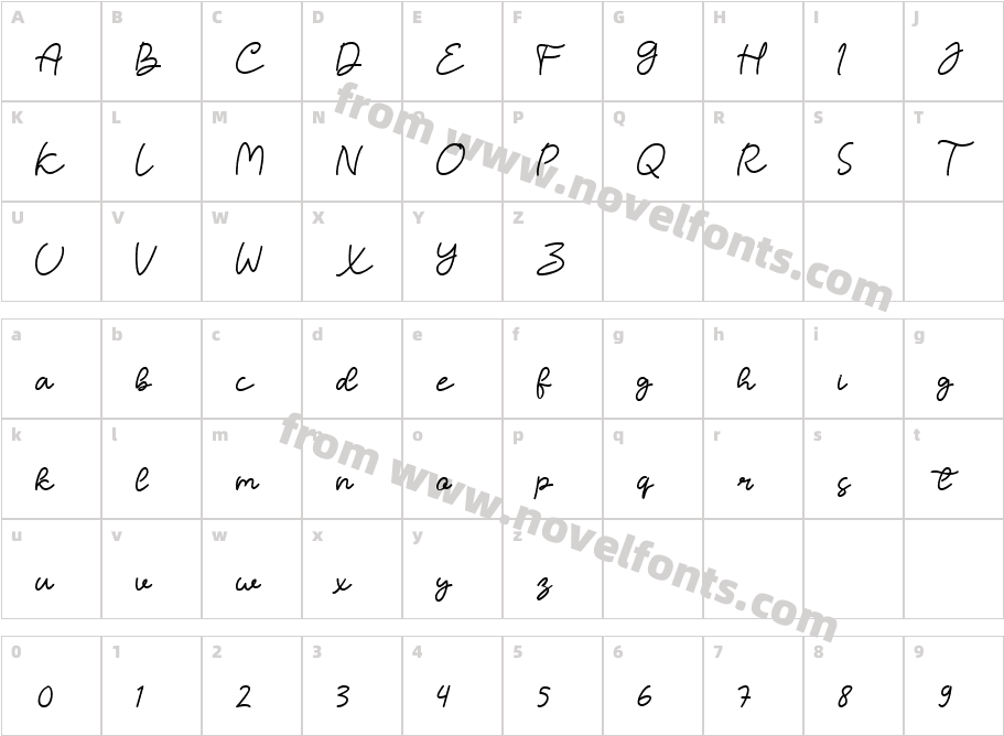 Halisah RegularCharacter Map