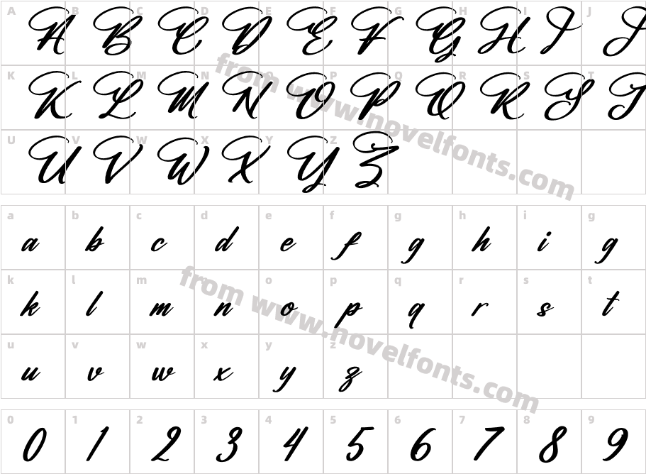 Halittany Badela ItalicCharacter Map