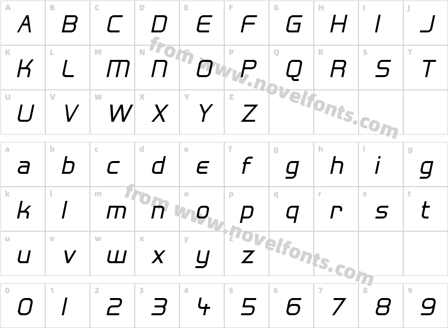 Hall Fetica ItalicCharacter Map