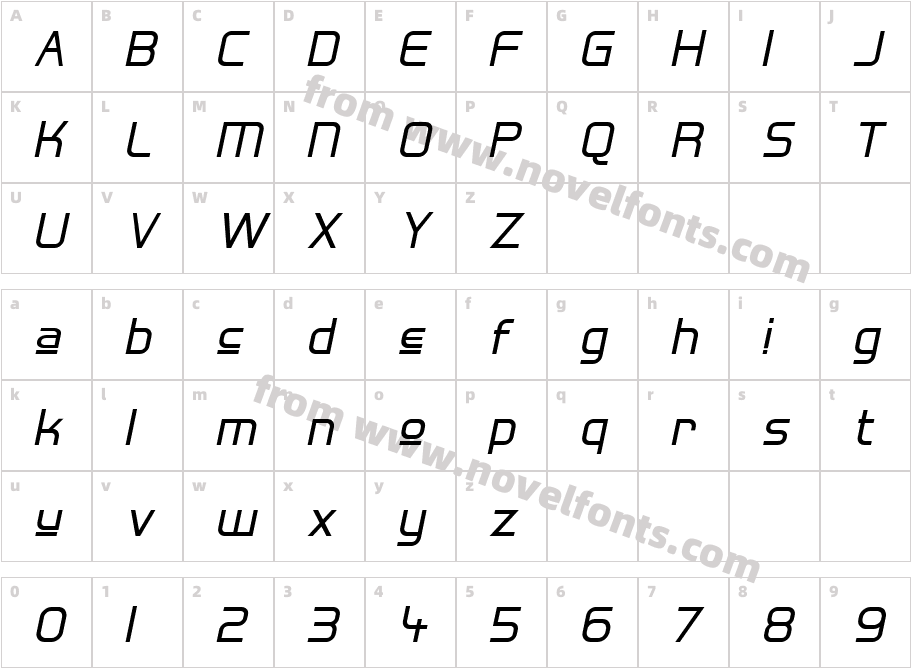 Hall Fetica Upper ItalicCharacter Map