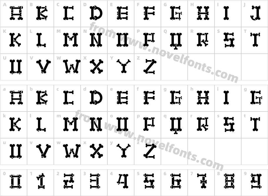 Hallo Skull - personal useCharacter Map