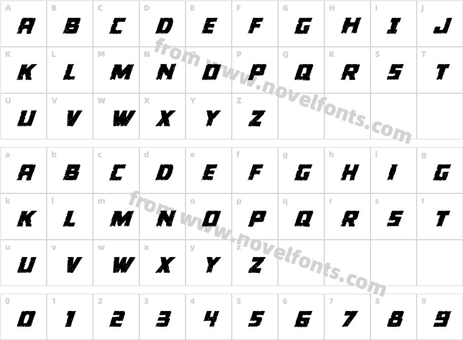 Colossus ItalicCharacter Map