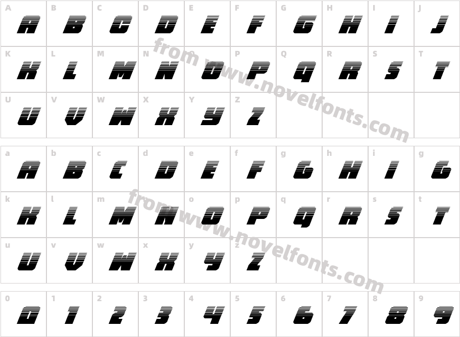 Hammer Scout Halftone ItalicCharacter Map