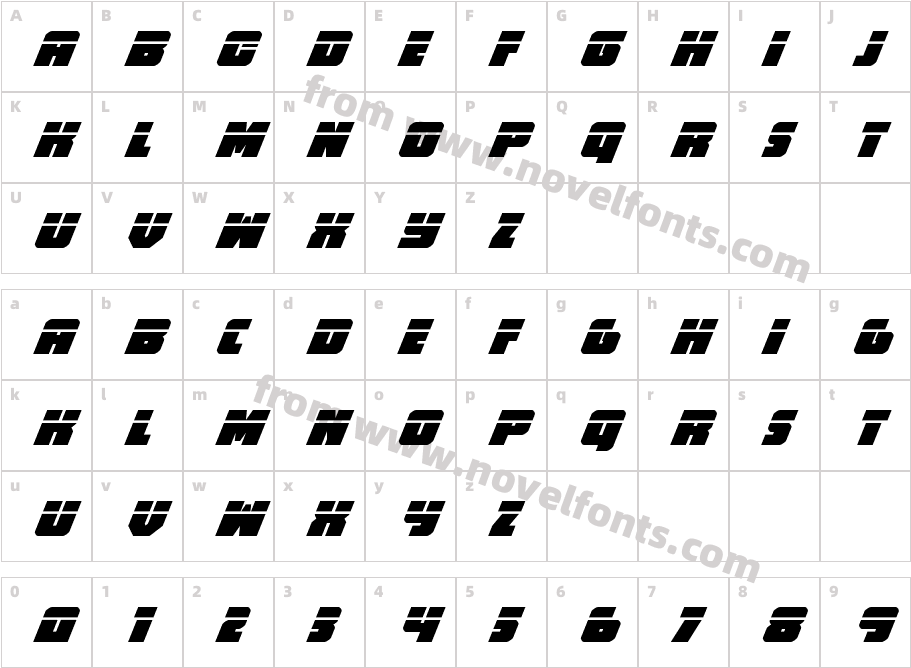 Hammer Scout Laser ItalicCharacter Map