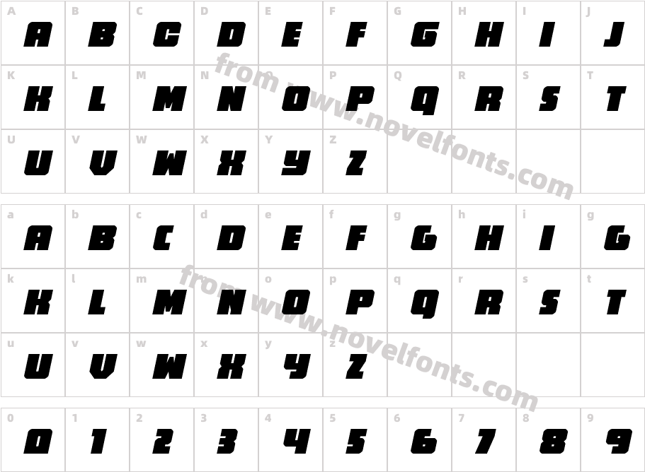 Hammer Scout Slight-ItalicCharacter Map