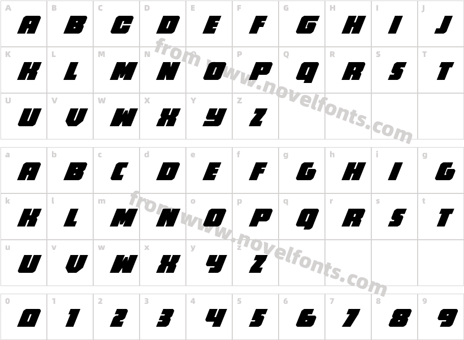 Hammer Scout Spaced ItalicCharacter Map