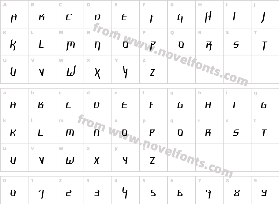 Hammerhead  Thin ItalicCharacter Map