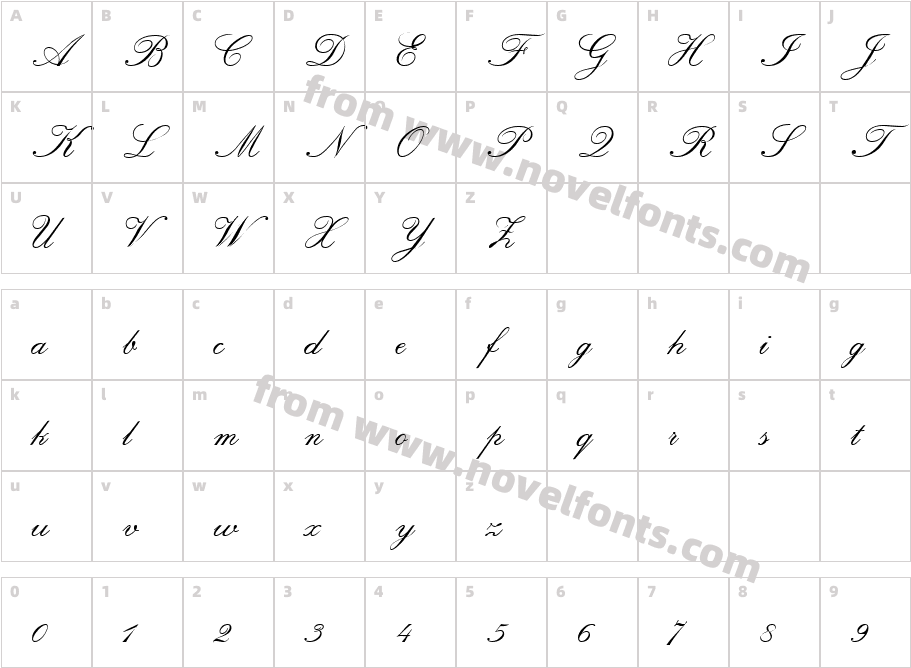 Hampton Script RegularCharacter Map