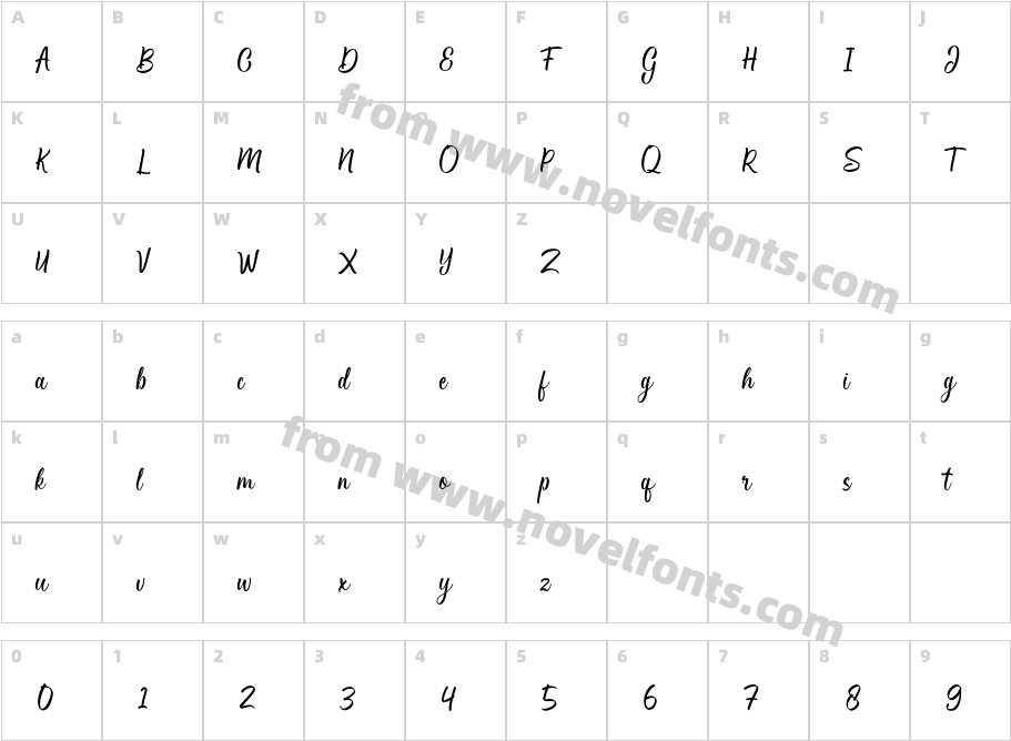 Hamsley Script RegularCharacter Map